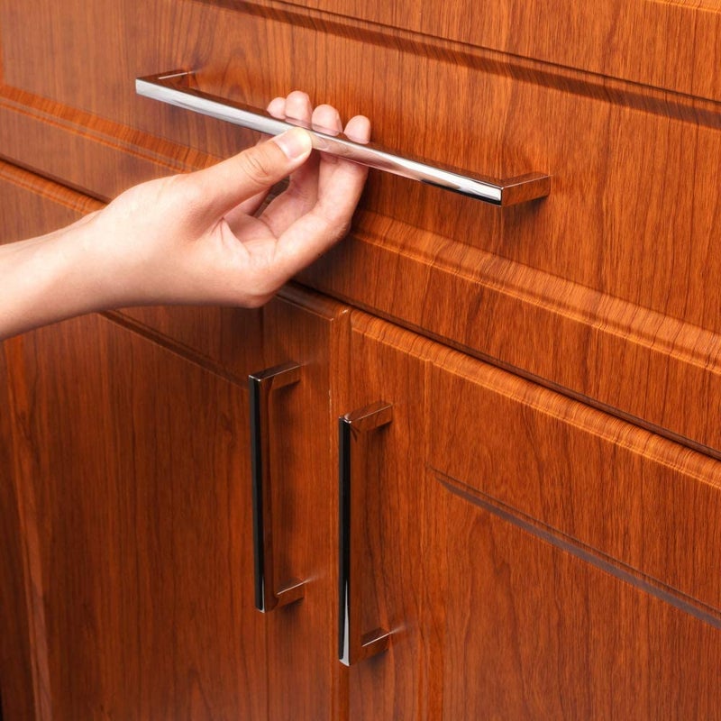 KOOFIZO Solid Square Bar Cabinet Handle - Chrome Furniture Pull, 10 Inch/256mm Screwhole Distance, 1-Piece for Kitchen Cupboard Door, Bedroom Dresser Drawer, Bathroom Wardrobe Hardware - Image 3